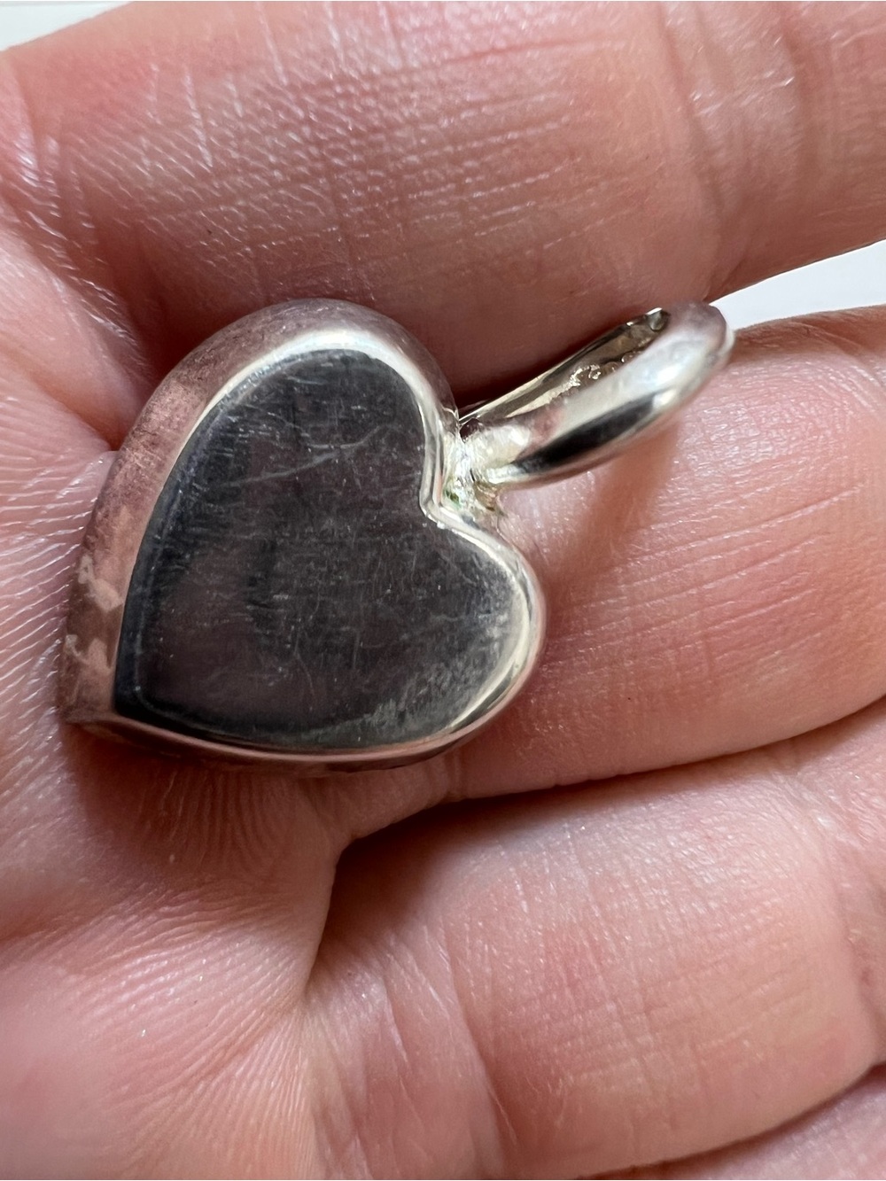 Sterling Silver Heart Pendant Charm - Polished Silver